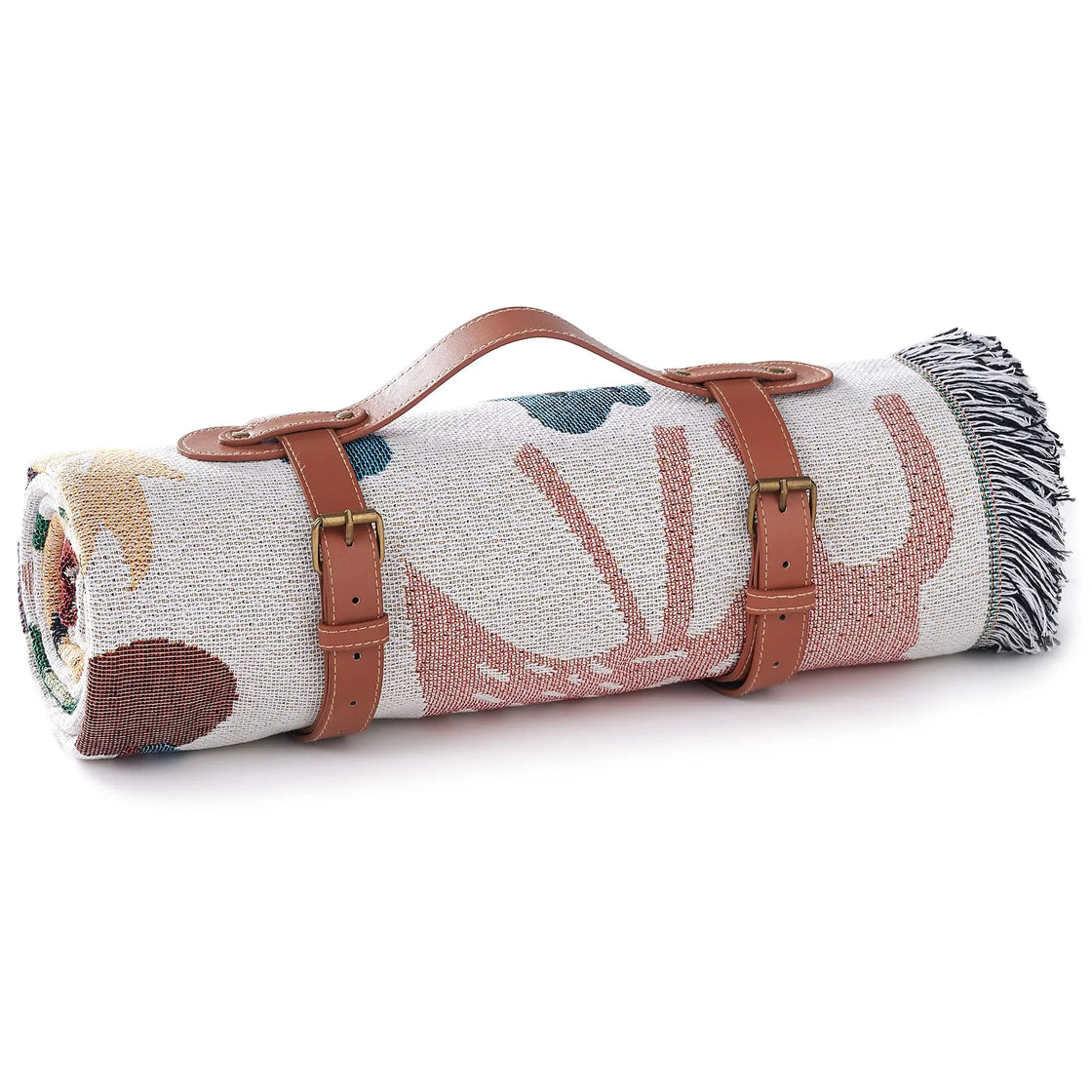 2-in-1 Woven Portable Outdoor Rug Blanket, Waterproof Sand Proof, Foldable Beach Picnic Mat, Fits 4-6 Adults, 71"L x 71"W, Oxford Cloth