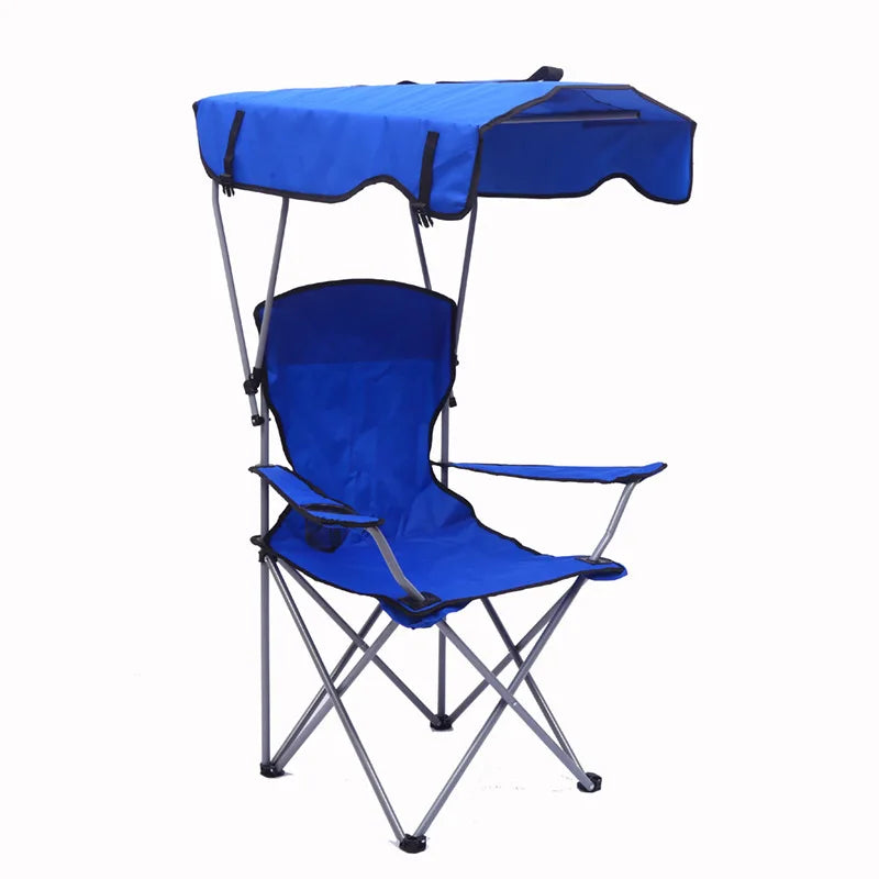Portable Folding Armrest Chair, Oxford Cloth Beach Chair, Iron Frame, Ideal for Camping and Picnics