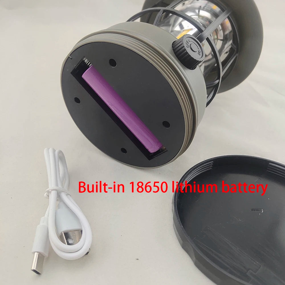 Adjustable Warm White Light Emergency Hanging LED Tent Lantern, Rechargeable, IP44, 3500K, 800mAh Battery, 11.5x11.5x24.5cm