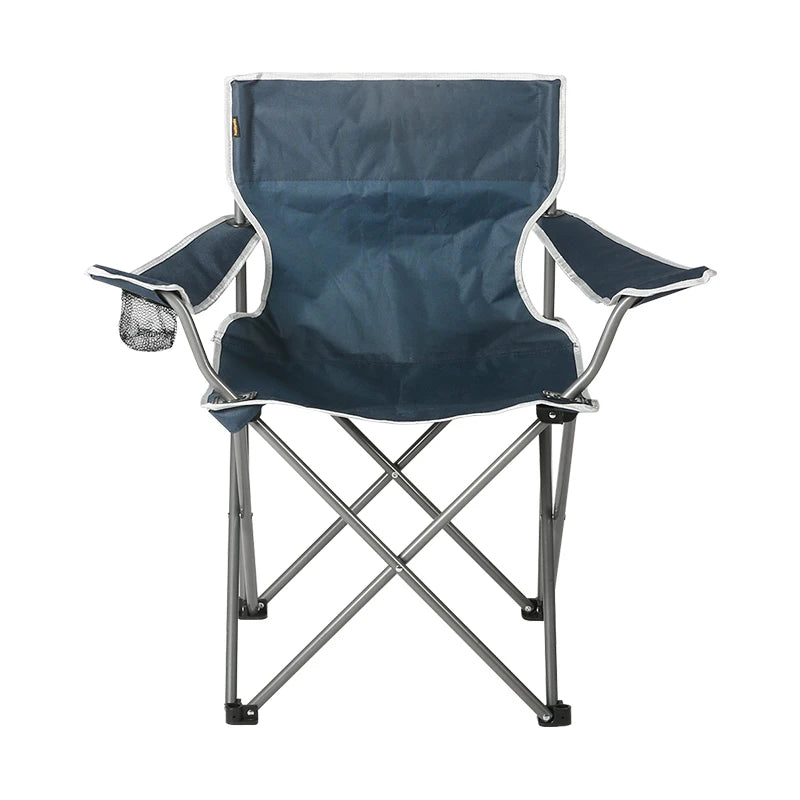 Folding Outdoor Metal Camping Chair with Cup Holder, Portable Picnic Chair, Steel Tube Leg, 600D Oxford Fabric, 200kg Capacity