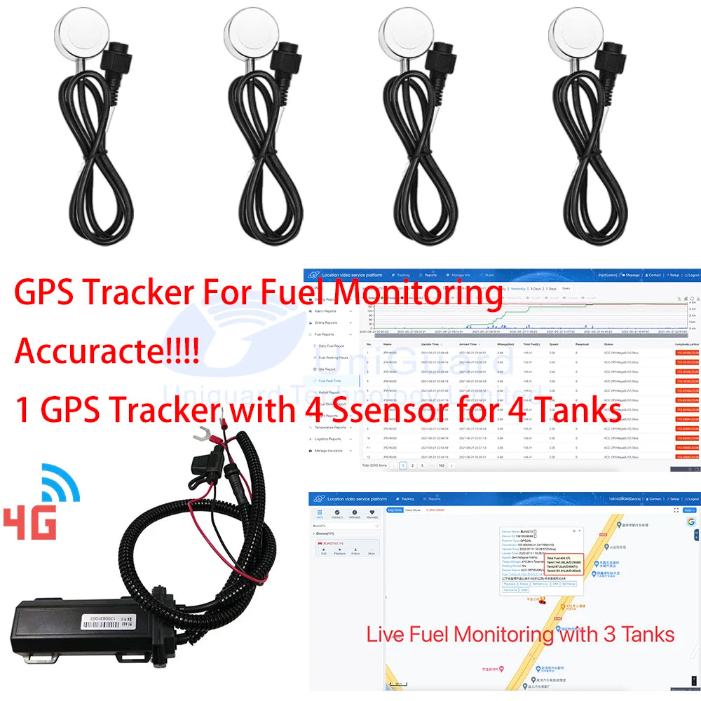 4G GPS Fuel Monitoring System UM778 for Trucks and Cars - Waterproof, Dashboard Placement, Dual Tank Support