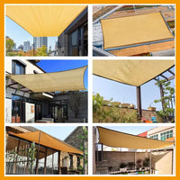 VTX-2167973 Beige HDPE Sun Shade Sail Rectangle Canopy Fabric Cloth Screen Water Air Permeable UV Resistant Carport Patio Outdoor
