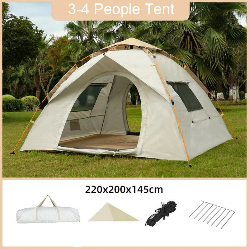 Outdoor Waterproof Camping Tent for 3-4 People, Quick Automatic Opening, Portable Canopy, Oxford Fabric