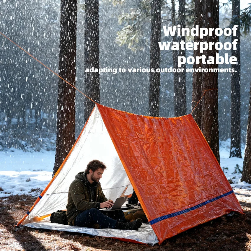 Outdoor Cold-Proof Moisture-Resistant Camping Tent for 1-2 Persons, Model GO-ET01, Nylon Fabric, Four-Season Use