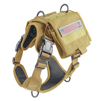 VTX-3169701 Tactical Dog Vest Harness Removable Backpack Heavy Duty No-Pull Military Training Saddlebag Hiking Outdoor Camping