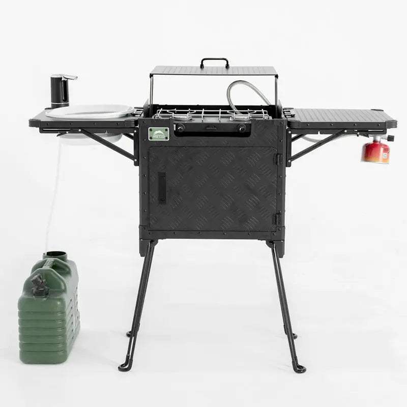 Dual Burner Camping Kitchen Box Portable Outdoor Cooking Set for Camping and Hiking