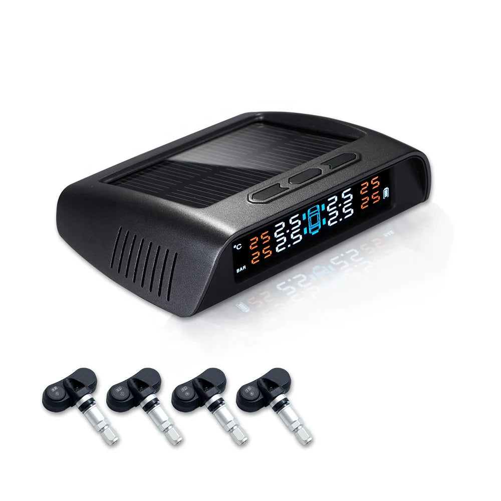 Solar Power Tire Pressure Monitoring System with USB Charging, Universal Fit, Model C200