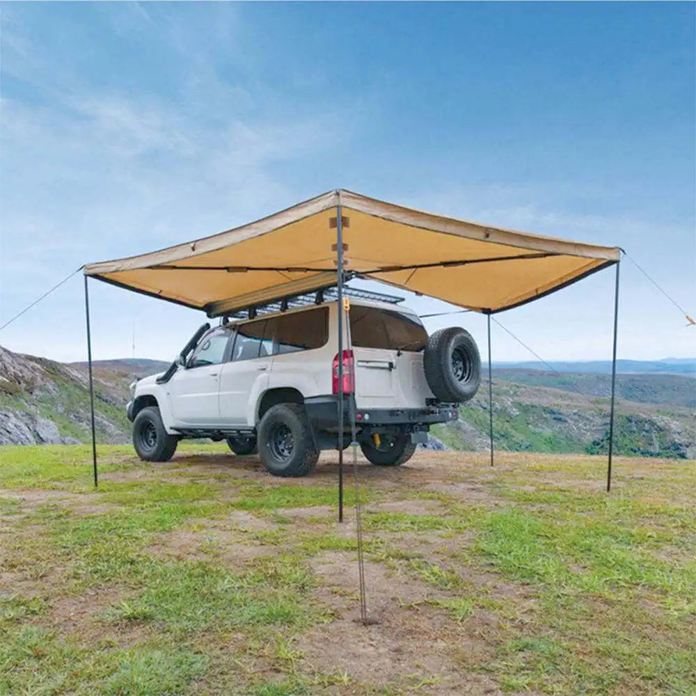 270-Degree Car Side Sunshade Frame Portable Camping Roof Tent for 3-4 Persons, Heavy-Duty Waterproof Polyester and Oxford Cloth
