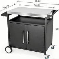 VTX-2856101 Movable Durable Multi-Function Outdoor Kitchen Island 403 Stainless Steel Top BBQ Prep Table Storage Cart Backyard