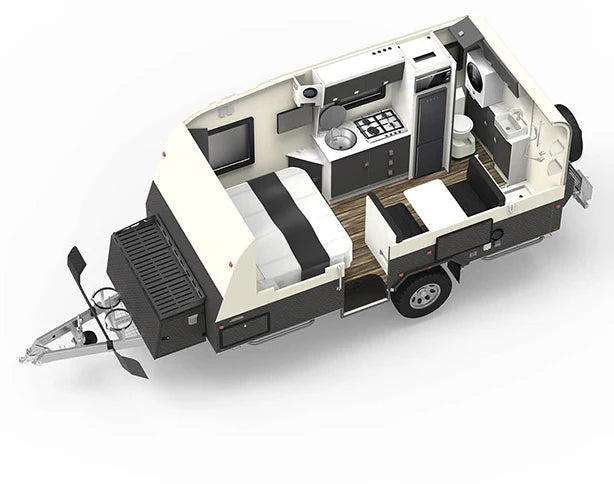 21ft Off Road Family Caravan with Manual Awning, 4-Person Capacity, Aluminum and FRP Construction, Customized Color