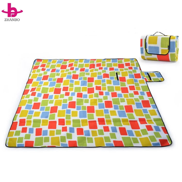 Waterproof Foldable Picnic Blanket, 200x200cm, Soft Fleece and PVC, Lightweight Outdoor Mat