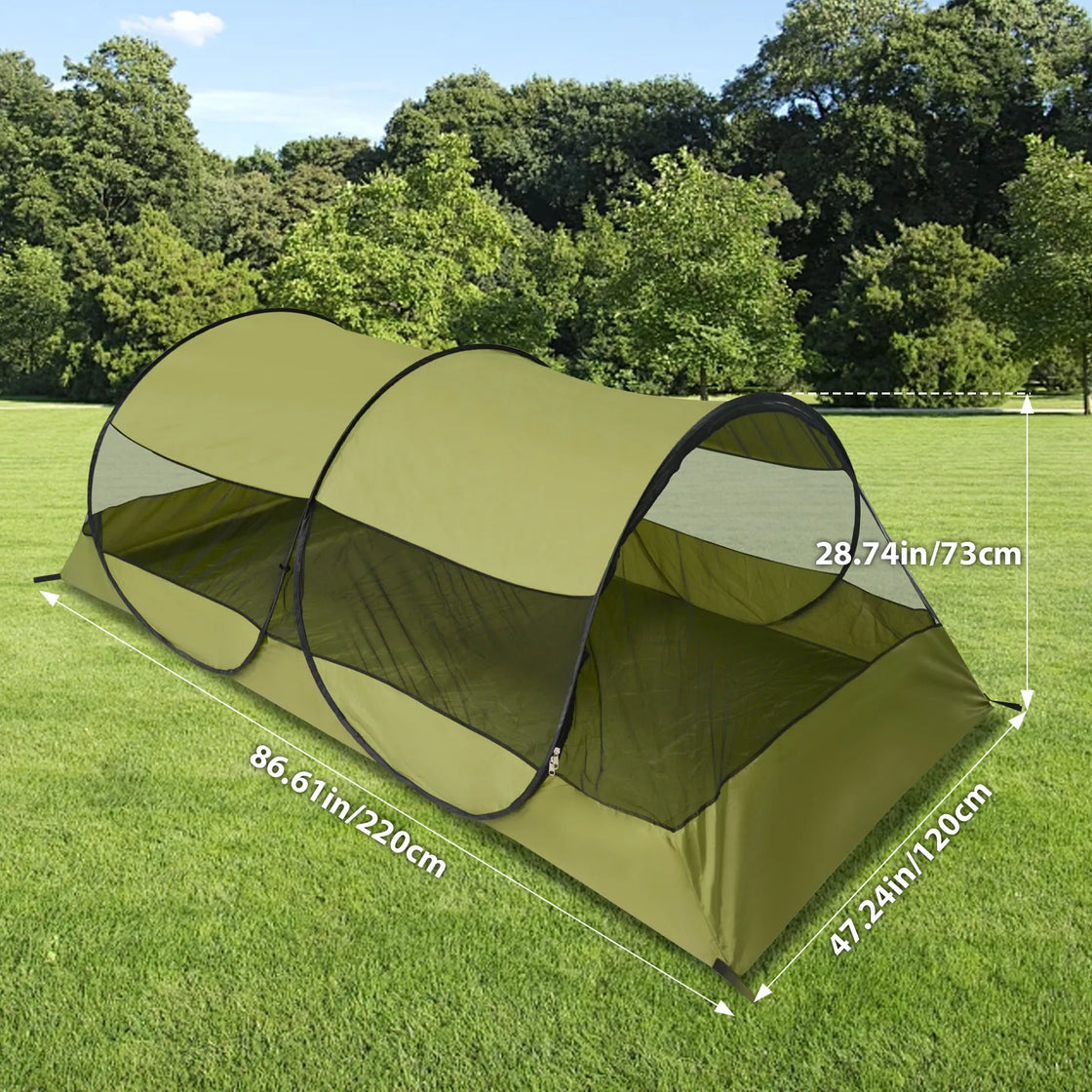 Foldable Anti-Mosquito Net Tent for Outdoor Camping, Portable Sun Protection, 1-2 Person Capacity, Waterproof Mesh, 220x120x73cm