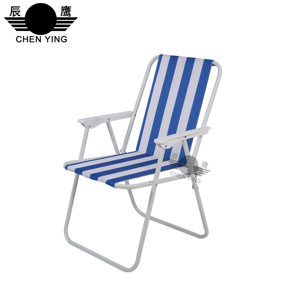 Folding Outdoor Chair with Armrests, Portable Camping Chair for Patio and Garden, Red, 52x48x76cm