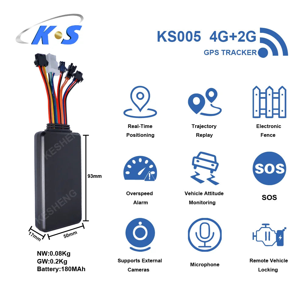GPS Tracking Device with Route Playback, Camera Monitoring, SOS Alarm, and Multi-Vehicle Protection