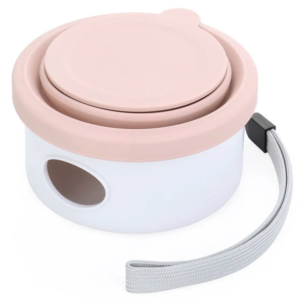 VTX-7809829 Portable Silicone Dog Bowl Rounded Shape Waterproof Manual Travel Food Water Feeder Includes Poop Bag Outdoor Use