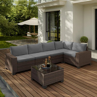 VTX-3380389 Outdoor Patio Furniture Set Wicker Modern Thickened Standard Home Decor Gifting Garden Centerpiece Relaxation Comfort