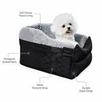VTX-5351845 Portable PU Dog Car Bed Washable Comfortable Travel Bag Sleeping Mat Small Dogs & Outdoor Use Black Bedroom Living