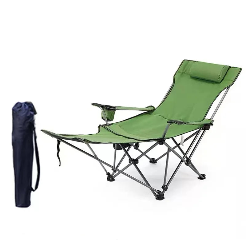 Folding Portable Camping Chair with Steel Frame and Oxford Fabric, 165x53x70cm, Weight Capacity 120-150kg