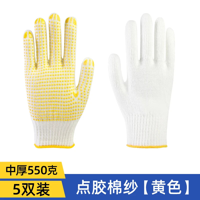 Men's Non-Slip Cotton Yarn Safety Gloves for General Industry, Opera Length, Silicone-Free, Powder-Free
