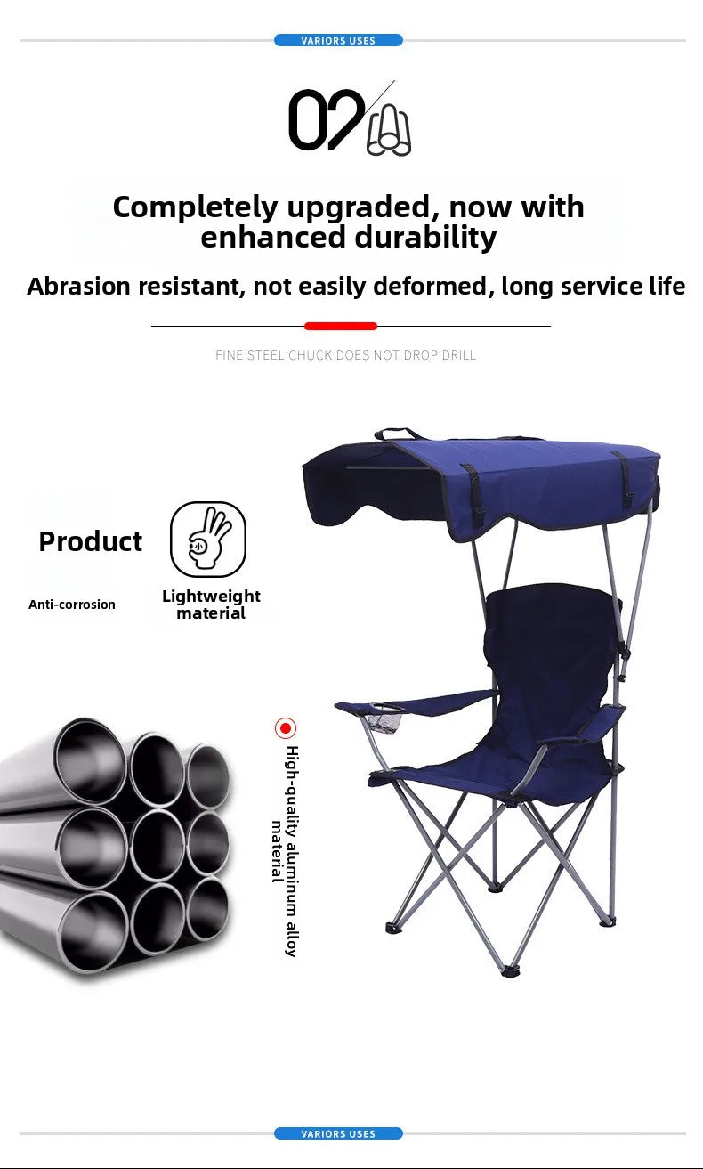 Portable Folding Armrest Chair, Oxford Cloth Beach Chair, Iron Frame, Ideal for Camping and Picnics