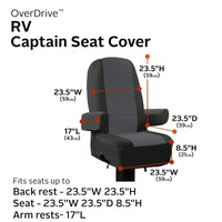 VTX-1152165 Classic Accessories RV Seat Covers Captain Seats Arm Rest Cover Heavy Duty Fabric Fit Style 23.5"W 23.5"H Bedroom
