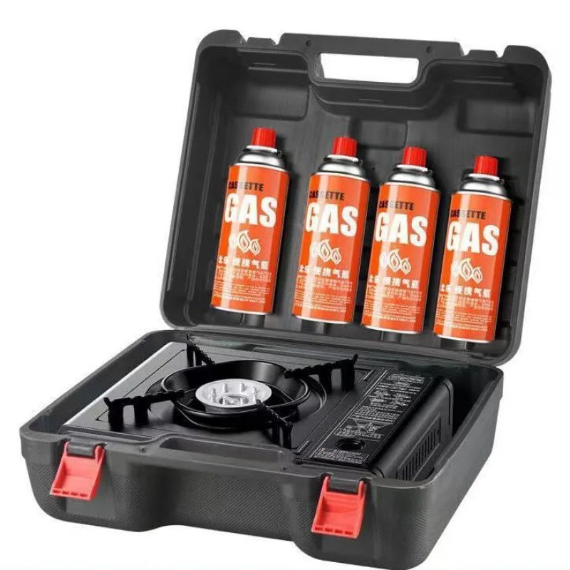 Single Burner Portable Butane Gas Stove for Outdoor Cooking, Camping, and Hiking, Black, 34x25x8cm