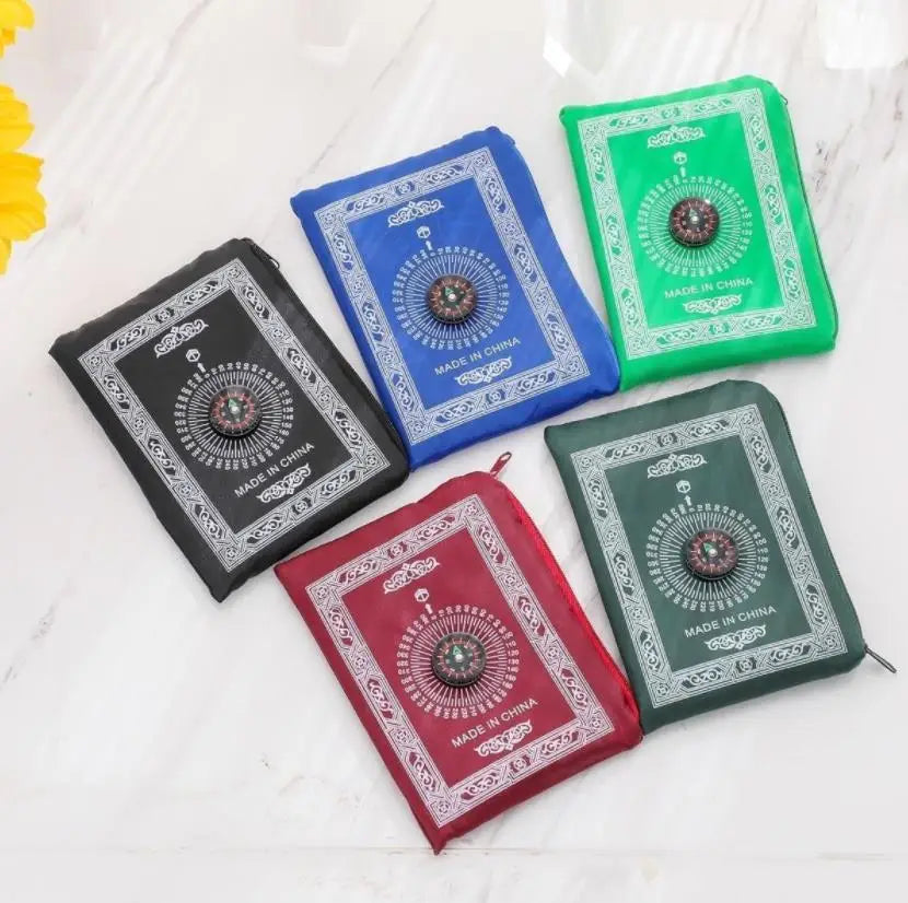 Outdoor Folding Prayer Rug Blanket 60x100cm Waterproof Polyester Portable Travel Mat with Compass