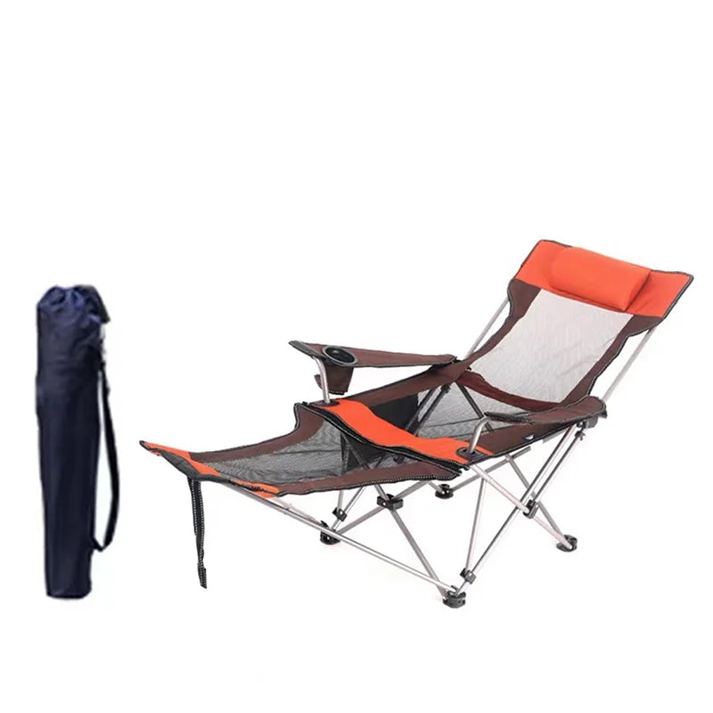 Folding Portable Camping Chair with Steel Frame and Oxford Fabric, 165x53x70cm, Weight Capacity 120-150kg