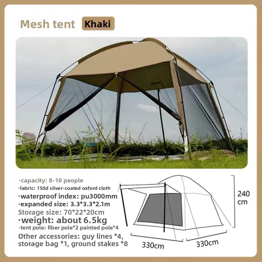Double Layer Oxford Cloth Camping Tent with Sunshade and Anti-Mosquito Features