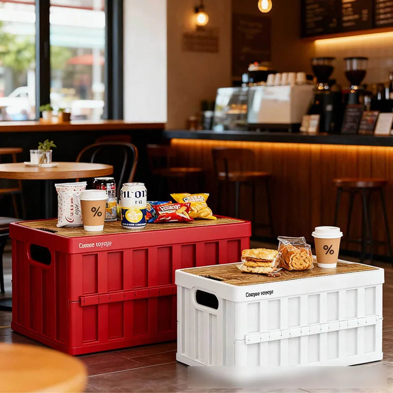 Foldable Plastic Beverage and Snack Storage Basket for Car Trunk and Outdoor Use