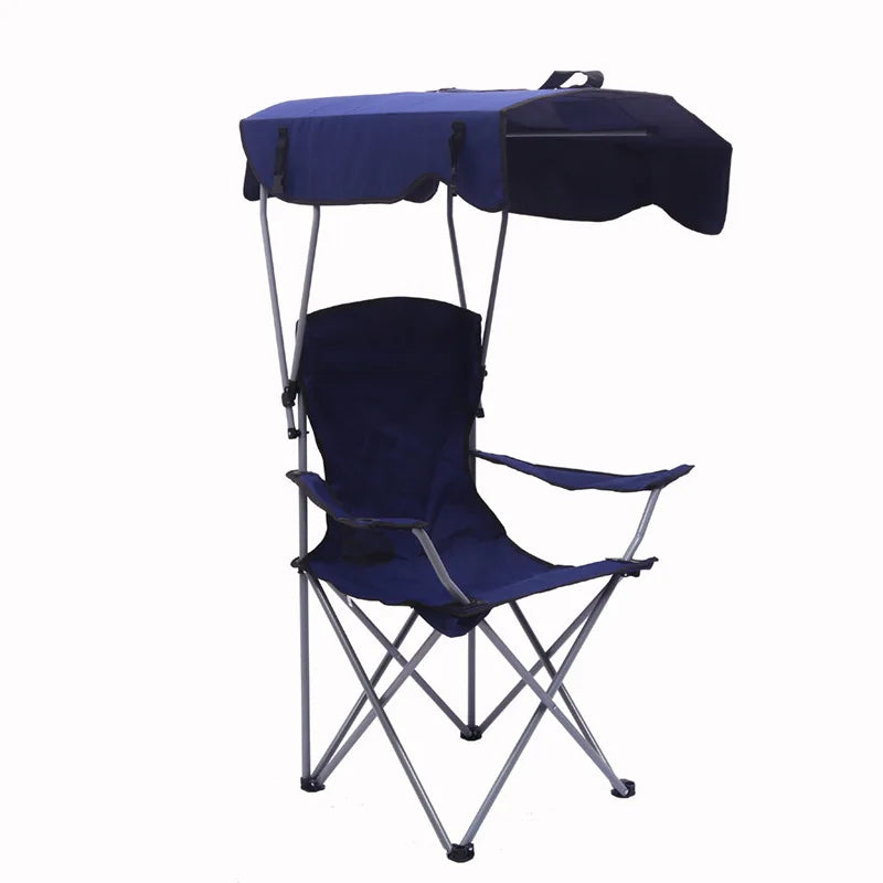 Portable Folding Armrest Chair, Oxford Cloth Beach Chair, Iron Frame, Ideal for Camping and Picnics