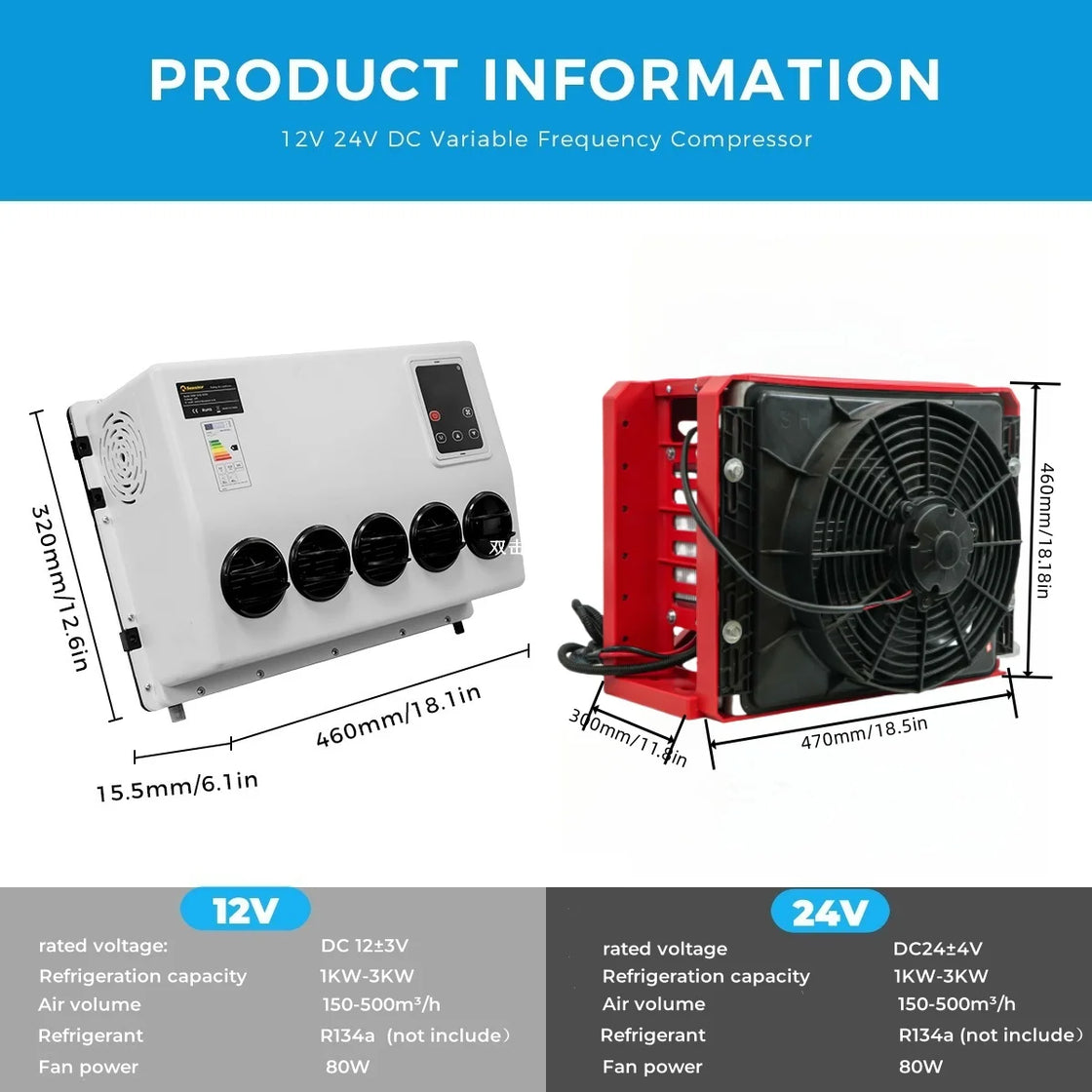 DC 24V Portable Truck Cab Air Conditioner AC-D1 with Remote Control for RV, Lorry, and Cars