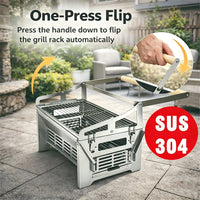 VTX-1071141 WELAND Camping Picnic Charcoal Rotating Bbq Grill Fold Easy Flip Grid Flippin' Flipping Grate Blaze Kitchen Home