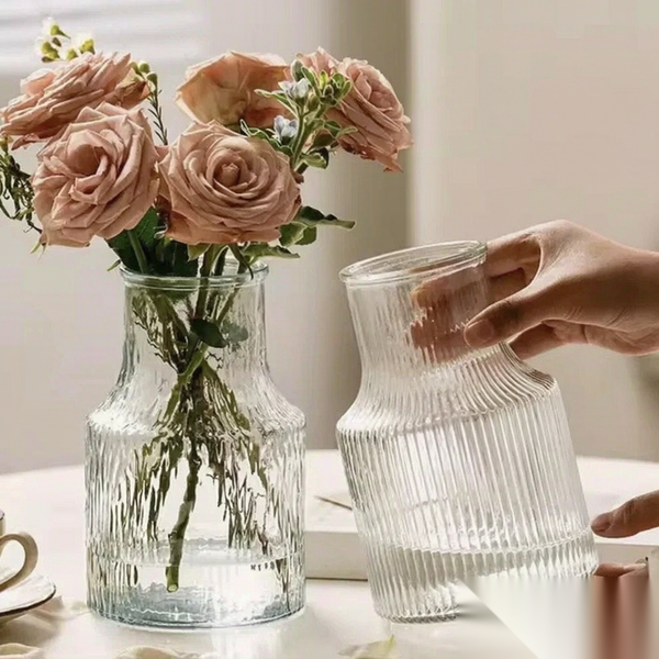 VTX-7284261 Vintage Ins Fresh Flowers Lucky Bamboo Hydroponic Contemporary Crystal Glass Tabletop Vase Home Decor