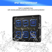 VTX-8235813 Universal 12V 24V 6 Gang LED Touch Screen Panel Sealed Control Box Trucks Jeeps ATV/UTV Cars Marine Boats RV Home