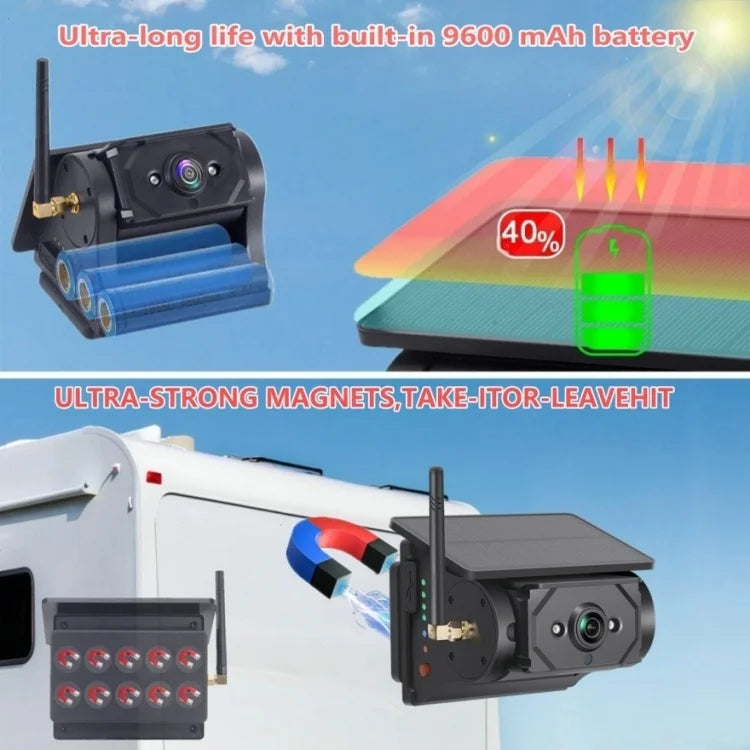 Wi-Fi Wireless Solar Camera Monitor for RVs, Buses, and Trucks
