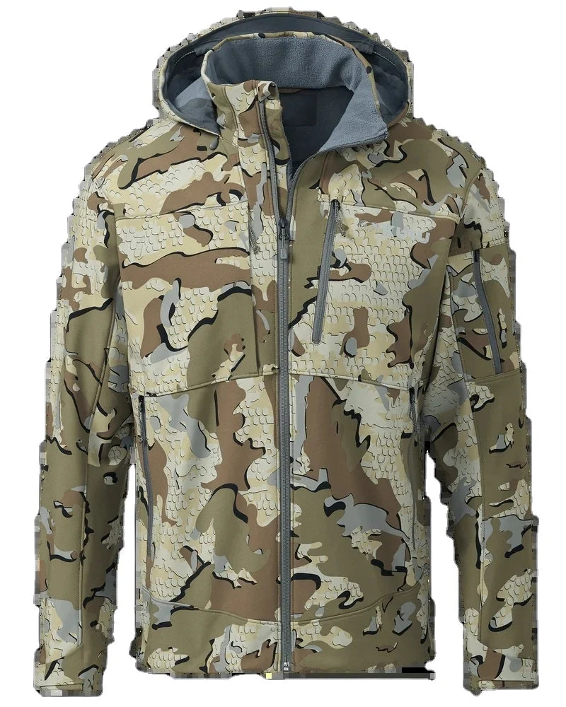 Men's Lightweight Camouflage Softshell Wind-Resistant Breathable Hunting Jacket