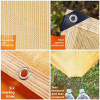 VTX-2167973 Beige HDPE Sun Shade Sail Rectangle Canopy Fabric Cloth Screen Water Air Permeable UV Resistant Carport Patio Outdoor
