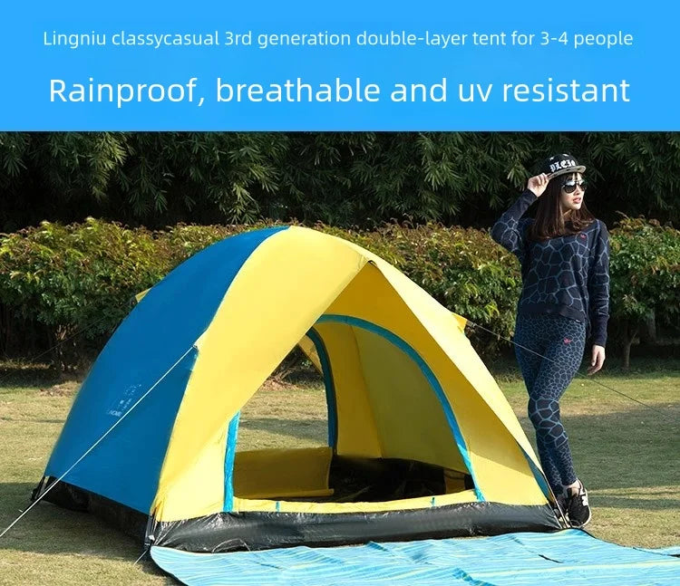 Four-Season Waterproof Camouflage Hexagonal Canopy for Outdoor Use, Portable and Lightweight, Fits 3-4 People