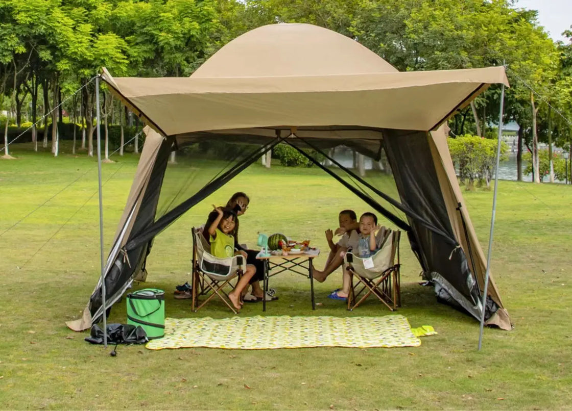 Double Layer Oxford Cloth Camping Tent with Sunshade and Anti-Mosquito Features
