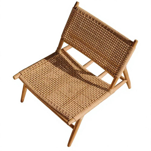 VTX-3216549 Nordic outdoor teak rattan sofa chair courtyard villa terrace homestay countryside leisure wabbi style solid wood