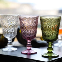Wholesale OEM Classic Durable Glass Wine Goblet Embossed Des