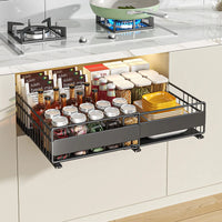 VTX-9513765 Expandable Pull Out Cabinet Organizer No Drill Deep Slide Drawer Kitchen Bathroom Wardrobe Metal Modern Adjustable