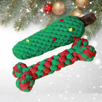 VTX-0464037 Christmas Series Eco-Friendly Modern Dog Rope Toys Mixed Shapes Candy Cane Bone Ball Braided Cord Tug Fetch Exercise