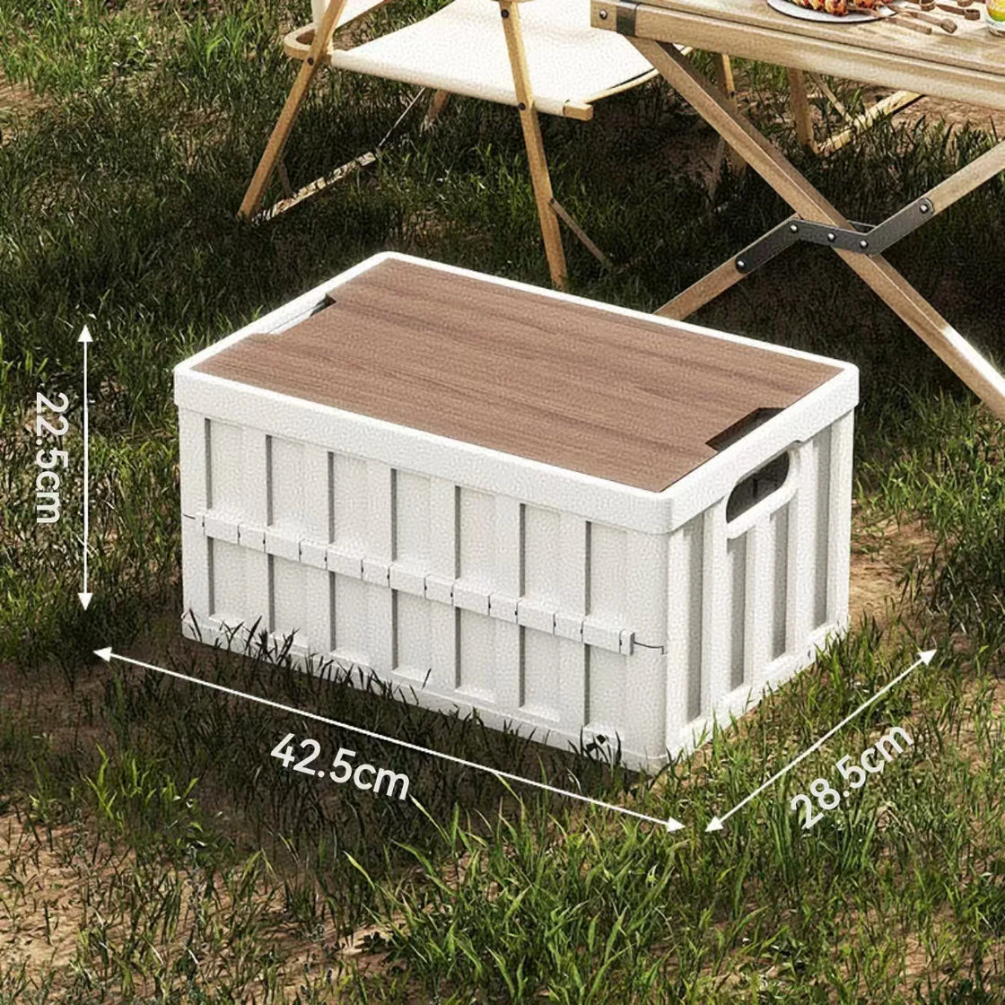 Collapsible Plastic Storage Crate for Camping and Grocery Use, Red, Multi-Functional Utility Case
