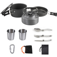 VTX-1890341 Outdoor Camping Aluminum Alloy Cookware Frying Pan Teapot Utensils Complete Set SYNC-C03-DS-310 Portable Picnic