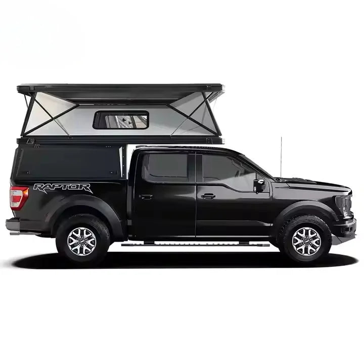 Aluminum Quick Deployment Off-Road Truck Canopy Camper THR04, Waterproof, Universal Fit, Black