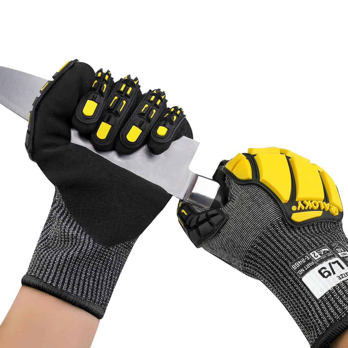 TPR Safety Gloves for Construction and Heavy Duty Work, Anti-Cut and Impact Resistant, Size S/M/L/XL/2XL