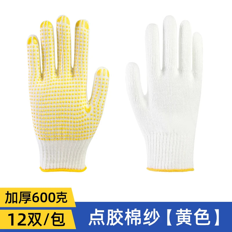 Men's Non-Slip Cotton Yarn Safety Gloves for General Industry, Opera Length, Silicone-Free, Powder-Free