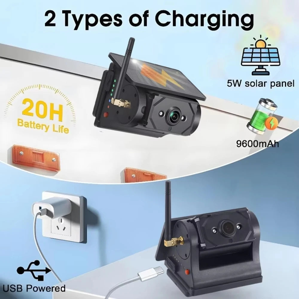 Wireless Solar Backup Camera with Magnetic Base and 5-Inch IPS Monitor for RV and Van